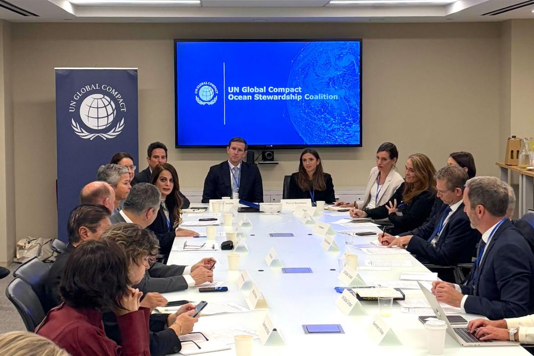 ingrid boqué, directora de relaciones institucionales del port de barcelona, durante la reunión de alto nivel ocean of the future celebrada ayer en nueva york.