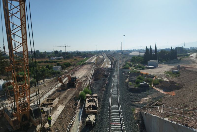 El tramo de Nonduermas-Sangonera alcanza el 75% de su ejecución en el Corredor del Mediterráneo