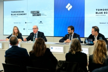 de izquierda a derecha, nadia quevedo (ayuntamiento de barcelona); josé alberto carbonell (port de barcelona); ugo valenti (tomorrow blue economy world congress y del smart city expo world congress); y stewart sarkozy-banoczy (world ocean council).