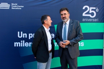 el presidente del port de barcelona, lluís salvadó, y el director general del wtcb, carles anglada, en el acto de celebración de los 25 años.