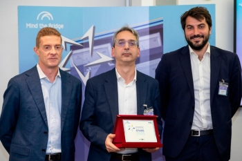 alberto onetti, presidente de mind the bridge; carles rúa, jefe de innovación del port de barcelona, y javier garrido, responsable técnico de innovación.