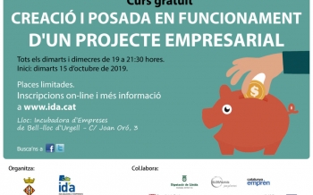 curs sobre creació i posada en funcionament d’un projecte empresarial, a la incubadora d’empreses de bell-lloc