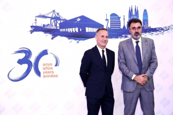 de izquierda a derecha: el director general de centro intermodal de logistica, s. a. (cilsa), jordi guerrero; y el presidente del port de barcelona, lluís salvadó.