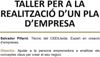 taller sobre com realitzar un pla d’empresa, el 3, 4 i 5 de juny al ceeilleida